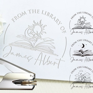 Aangepaste Great Waves-boekembosser, gepersonaliseerde boekembosserstempel, embossercadeau voor boekenliefhebber, golfboekembosser, ex-libris-stempel