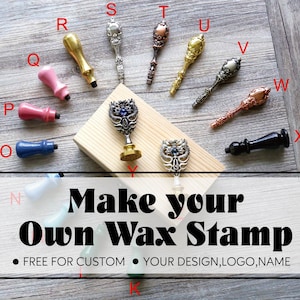 Gepersonaliseerde lakzegelstempel, custom je eigen ontwerp lakzegelstempel, gepersonaliseerde je eigen logostempel, lakzegel bruiloft, lakzegelstempelkit