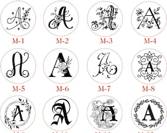 Gepersonaliseerde bruiloft lakzegelstempel, gepersonaliseerde monogram eerste lakzegel, wasstempelkit, alfabetwasstempel, eerste stempel met bladeren