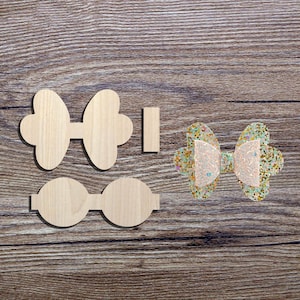 Flower die bow wooden Cut Outs, Hair Bow Template,tools for Bow making,Wood Tracing Template,Wood Big bow,Crafting Wood Laser Cut Tags