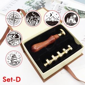 Adventure Wachs Siegel Stempel Sammlungen, Exploration Wachs Siegel Stempel Kit, Mond und Stern Wachs Siegel Stempel Set, einzigartiges Wachs Siegel Stempel Geschenk
