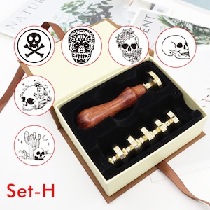Schädel Wachs Siegel Stempel Sammlungen, Schädel mit Pilz Wachs Stempel Kit, Rose Schädel Wachs Stempel Set, Sugar Skull Stempel, einzigartige Wachs Siegel Stempel Geschenk