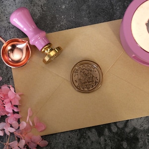 Herramientas para lacre rosa, horno para lacre rosa, horno de madera para fundir lacre, fundidor de cera, cuchara de cera de latón