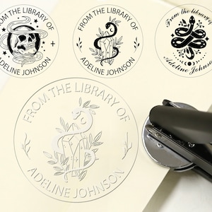 Gravador de livro de cobra personalizado, gravador de biblioteca personalizado, presente em relevo para amantes de livros, gravador de livros, carimbo Ex Libris, carimbo de livro personalizado