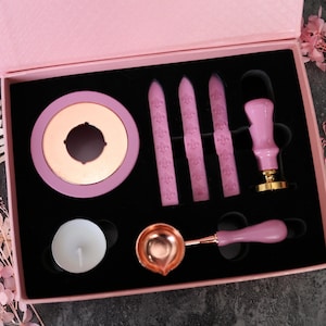 Individuelles Premium Rosa Papier Box, personalisierte Wachs Siegel Stempel, Personalisierter Ihr eigener Stempel, Hochzeits Wachs Siegel, Weihnachts Wachs Siegel Stempel Kit