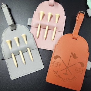 Personalized Golf tee holder, High Quality Golf Tee Tag, Custom Golf Tag, Groomsmen golf gifts, Leather Golf Bag Tag, Gifts For Man