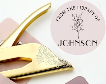 Gold Engraved Embosser, Personalized library stamp/book lover gift, Form the Library Embosser, Personalized embosser, Mountain Book embosser