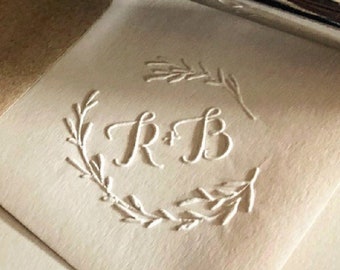 Wedding Monogram Embosser Stamp,Personalized 2 initials Embosser Stamp,Wedding gift,hand held embosser,Custom Seal Embosser Gift Set
