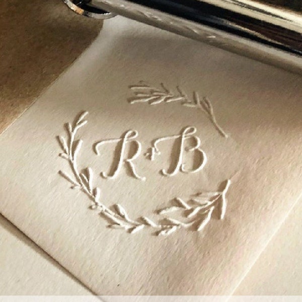 Wedding Monogram Embosser Stamp,Personalized 2 initials Embosser Stamp,Wedding gift,hand held embosser,Custom Seal Embosser Gift Set