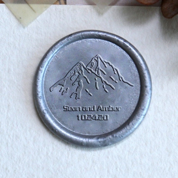 Personalized Mountain Wedding Wax Seal Stamp, Mountain wax seal stamp with name and date ,Wedding wax stamp kit,Wax Stamp Gift Set