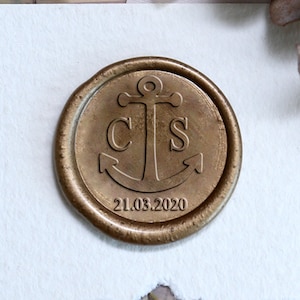 Hochzeits-Wachssiegel Stempel mit Initialen und Datum, Personalisierter Wachssiegelstempel, Hochzeitseinladung Geschenkset