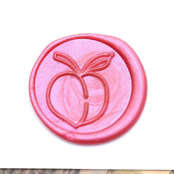 Perzik lakzegel stempel kit, handgeschilderd perzik zegel stempel cadeau, roze perzik lakzegel stempel bruiloft, lakzegel stempel cadeau