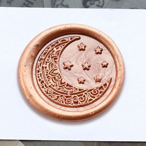 Lakzegelstempel maan en sterren, lakzegelstempel sterrenhemel, zegel bruiloft envelop, lakstempel maan maan, lakzegel sterren sterren cadeau