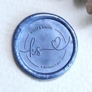 Timbro in ceralacca con iniziali personalizzate e cuore, timbro in ceralacca per matrimonio personalizzato, kit di timbri in ceralacca, set regalo per inviti di matrimonio, timbro monogramma