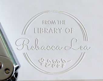 From the Desk of Custom Library Book Embosser Shiny Hand Held Personal Embosser