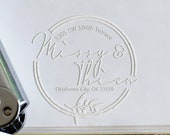 Custom Address Embosser with leaf, housewarming gift, Return address Embosser,Notary Seal embosser,envelopes embosser,Personalized embosser