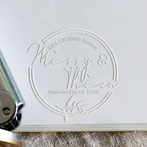 Aangepast adresembosser met blad, housewarmingcadeau, embosser retouradres, embosser notariszegel, embosser enveloppen, gepersonaliseerde embosser