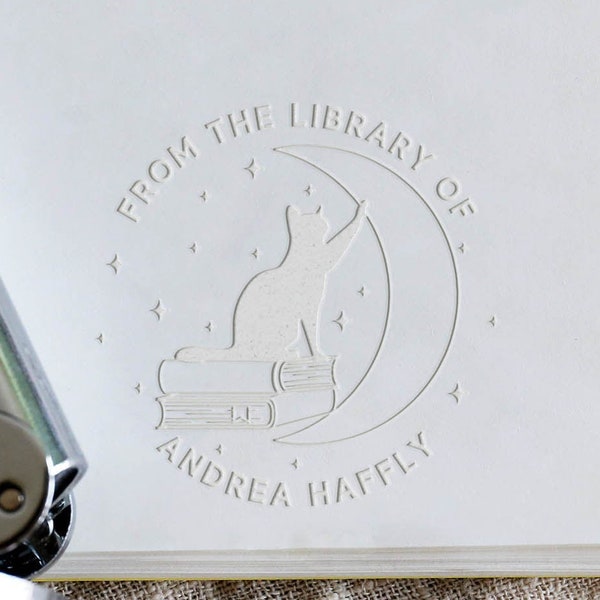 Personalized Embosser Cat Moon Etsy