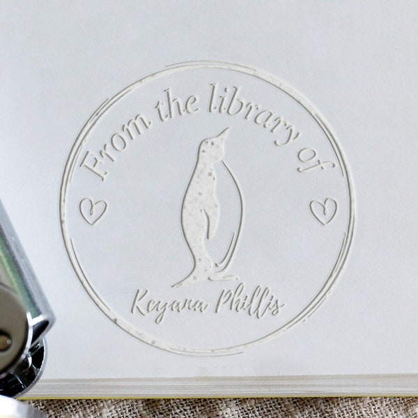 Custom Book Embosser with Penguin, Personalized Embosser stamp,Scrap booking Embosser,Personalized envelopes embosser, hand held embosser