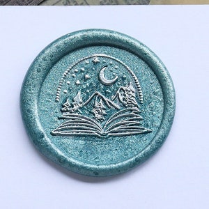 Mountain starry wax seal stamp kit, Mountain starry in a book seal stamp Gift, Star and Moon wax seal stamp wedding,Wax seal stamp Gift
