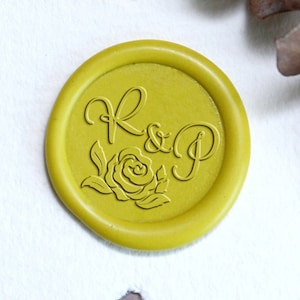 Personalisierter Wachssiegel-Stempel mit Rose, Personalisierter Wachssiegel-Stempel, Hochzeitseinladung, Geschenkset, Wachssiegel