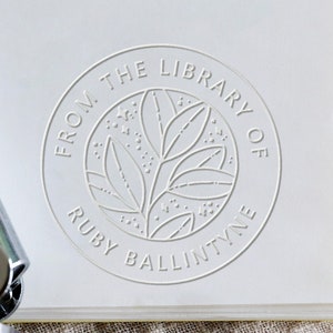 Sello de biblioteca de hojas personalizado, de la biblioteca, estampador de libros, estampador de álbumes de recortes, estampador de sellos de biblioteca, estampador manual