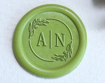 Personalized Wedding Wax seal stamp with leaves ,Personalized wedding wax stamp ,Wax stamp kit,wedding invitation gift,custom wedding stamp