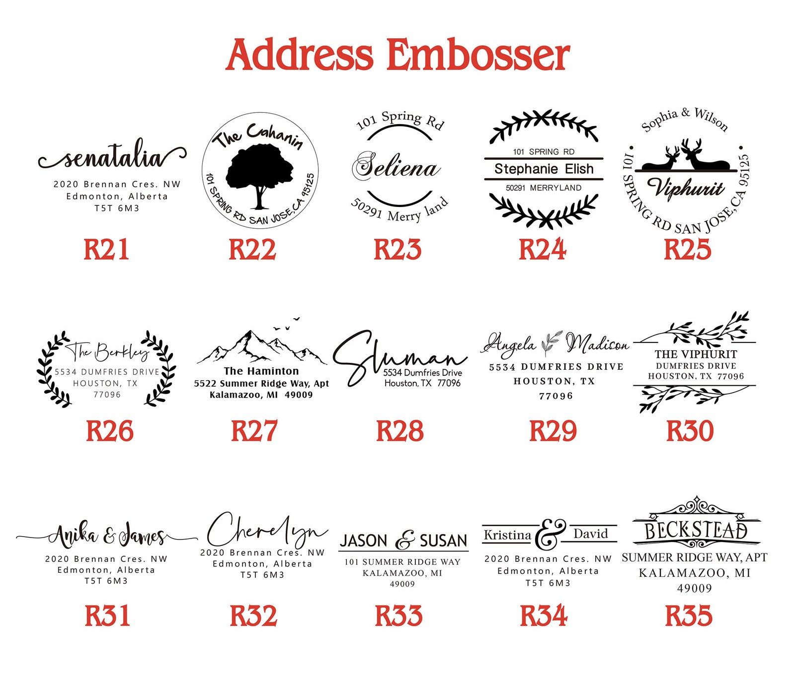 Custom Address Embosser Stamp Envelopes Embosser Address Etsy