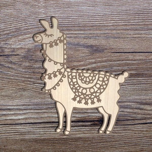 Simpatici ritagli in legno di alpaca, idea per la forma di alpaca per scrapbooking, etichette in legno tagliate al laser fai da te, materiali per l'artigianato in legno, decorazioni in legno per feste