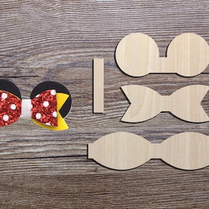 Mouse ear hair bow wooden Cut Outs, Hair Bow Template,tools for Bow making,Wood Tracing Template,Wood Big bow,Crafting Wood Laser Cut Tags