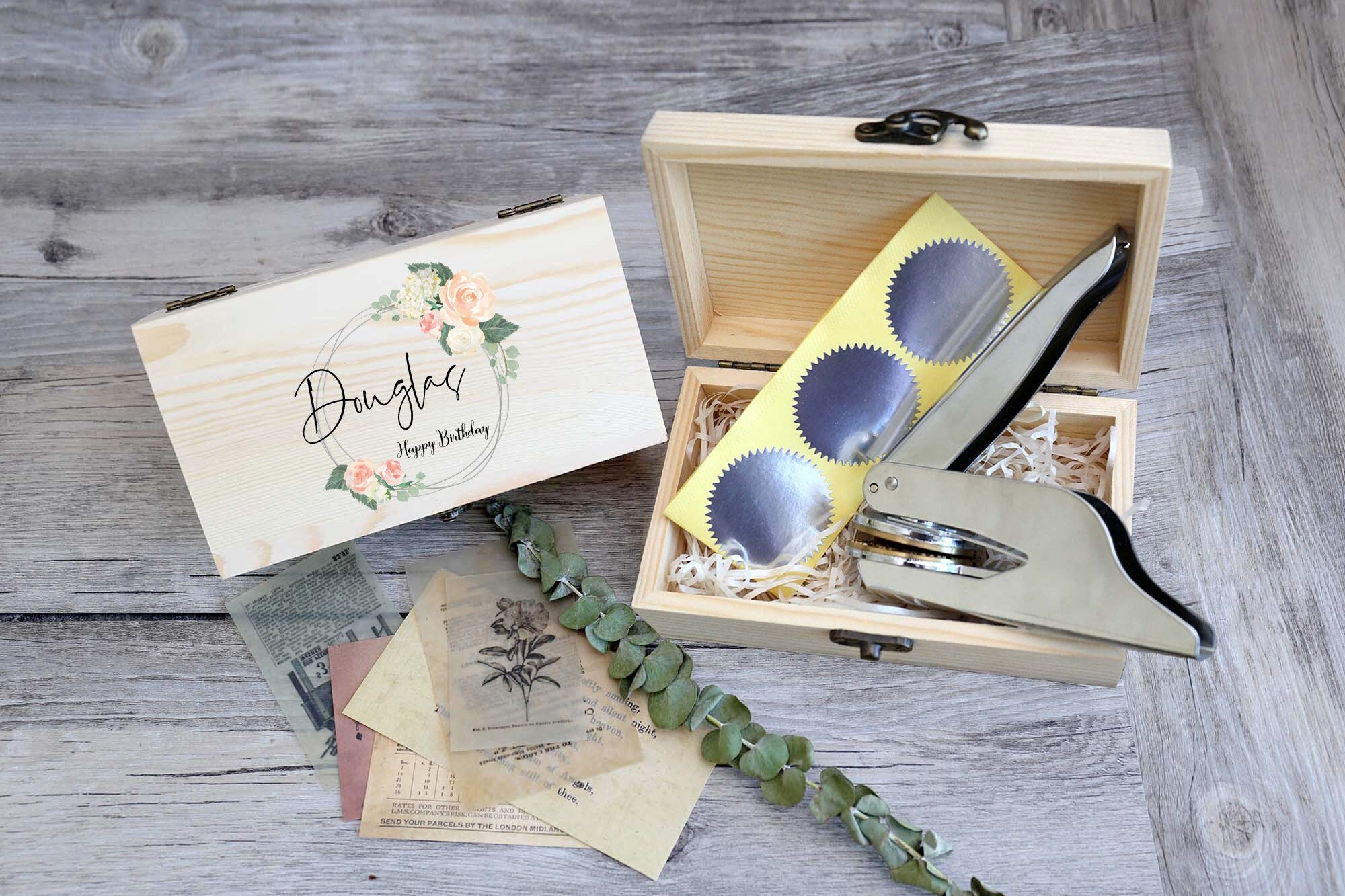 Embosser Gift Box Set for Book Lovers Engraved Wood Box Set Etsy