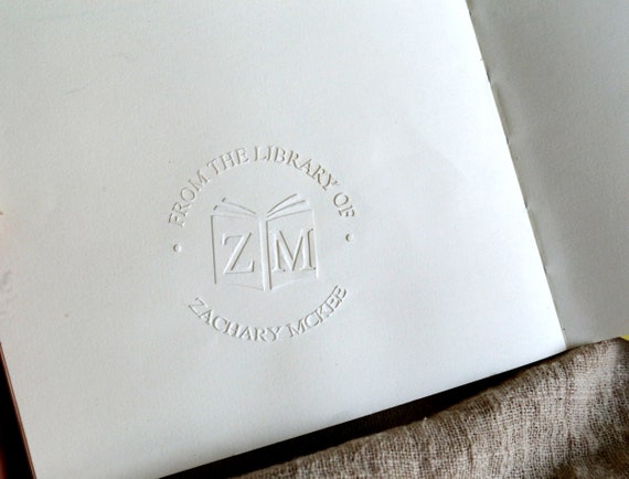 Custom Initials Library Embosser Stamp ,book Embosser, From the Library of  Embosser Stamp,library Stamp, Valentines Day Gift 