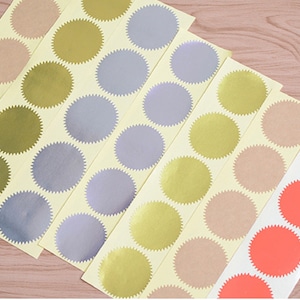 4 Farben Embosser Stickers, 45 mm-50 mm runde Embosser Stickers, Umschlag Siegel Aufkleber, Blankozertifikat selbstklebend, folierte Aufkleber