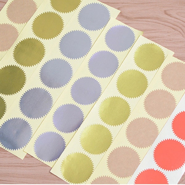 4 Colors Embosser Stickers, 45mm-50mm Round Embosser Stickers, Envelop Seal Stickers, Blank Certificate Self-Adhesive, Foiled Stickers