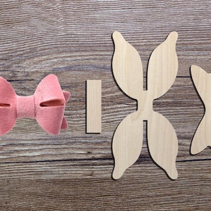 double layer Butterfly Pinch Bow wooden Cut Outs, Hair Bow Template, Tools for Bow making, Wood Big bow,Crafting Wood Laser Cut Tags