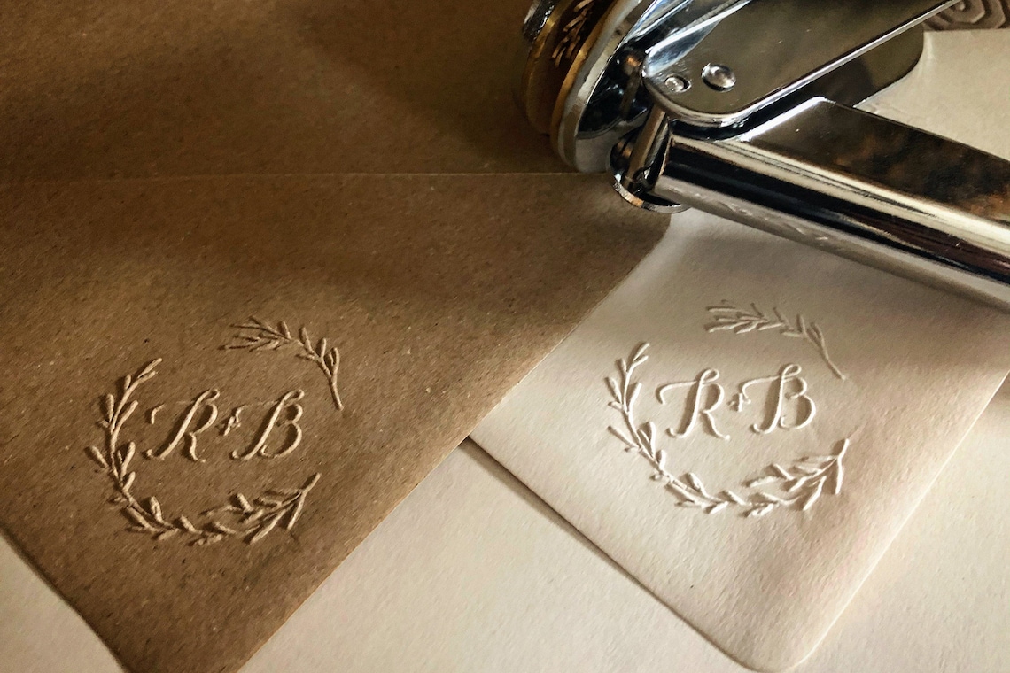 Wedding Monogram Embosser StampPersonalized 2 initials Etsy