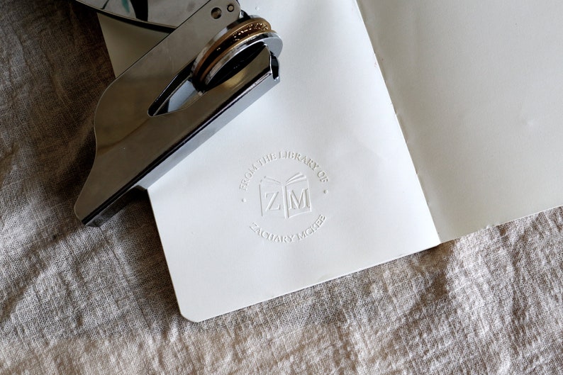 Custom Initials Library Embosser Stamp book Embosser From Etsy