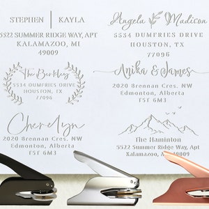 Aangepaste adresstempel, gepersonaliseerde familienaamembosser, retouradresstempel, housewarmingcadeau, uitnodiging zegelembosser, naamembosser