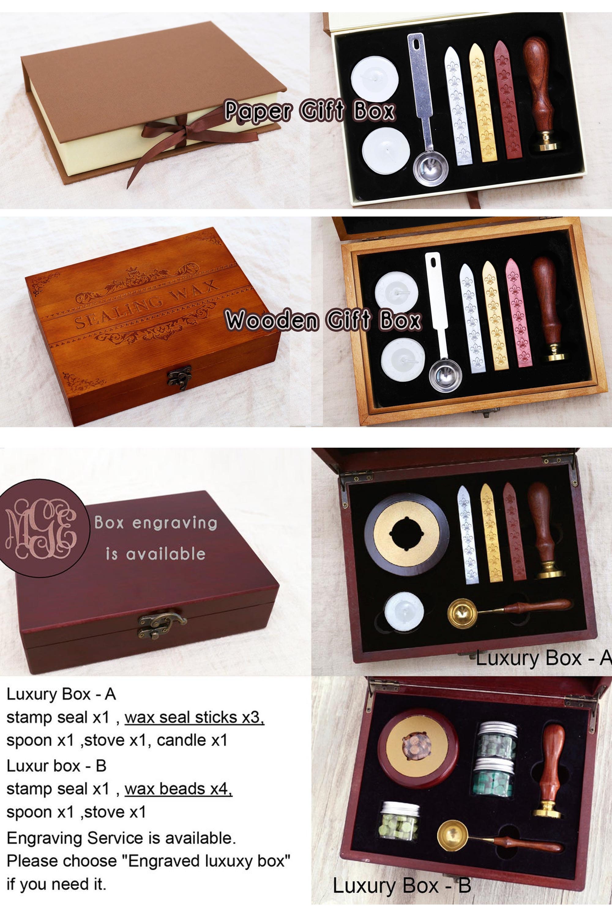 Xpoko Retro Luxurious Royal Family Wax Seal Stamp Set Premium Gift Box  Acquer Wax Grain DIY Wedding Craft Birthday Decor Envelope Tool in 2023