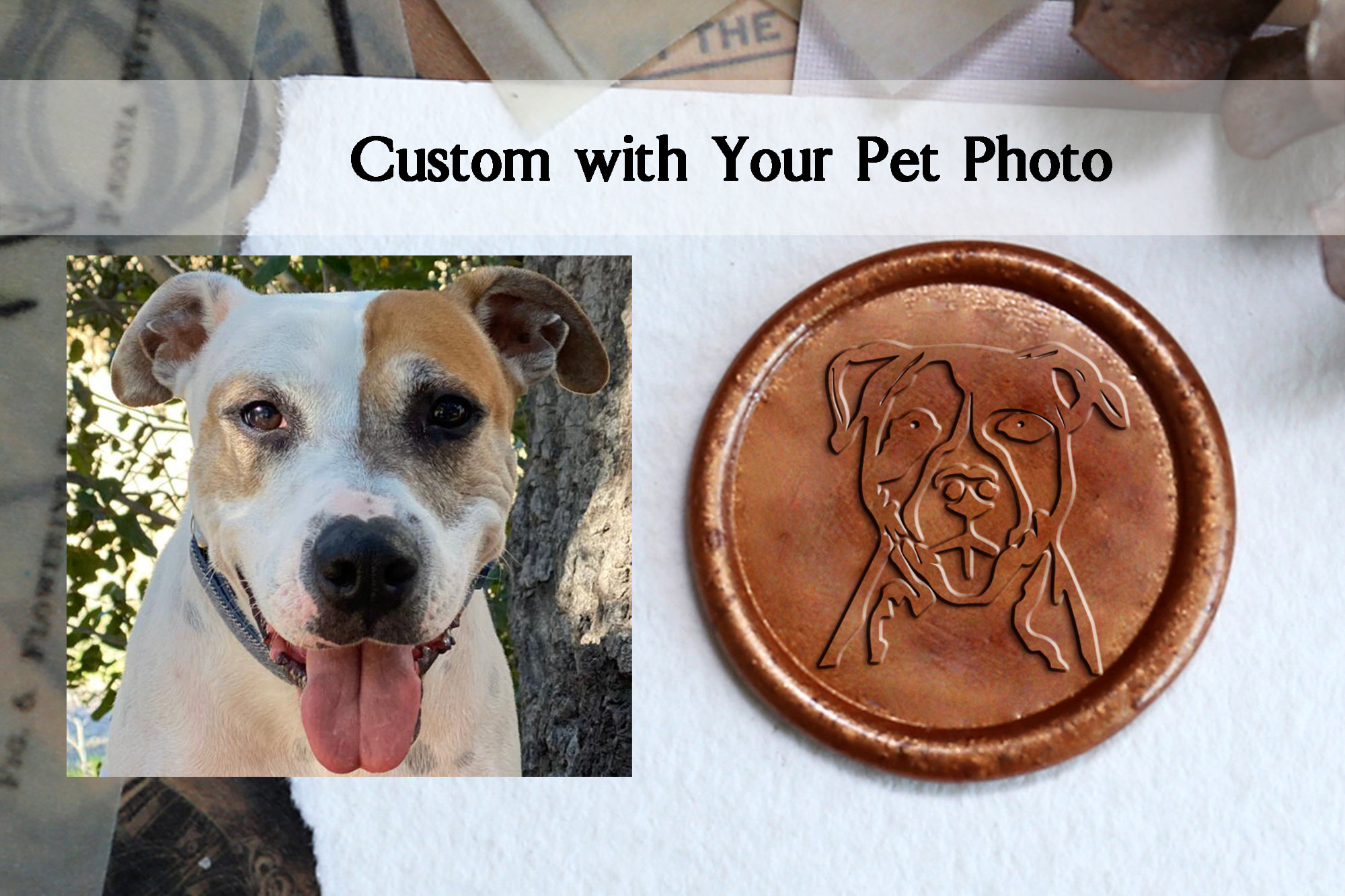 Custom Pet Portrait Wax Seal Stamp - Personalized Wax Seal for Dog Lovers - Unique Pet Photo Stamp Gift