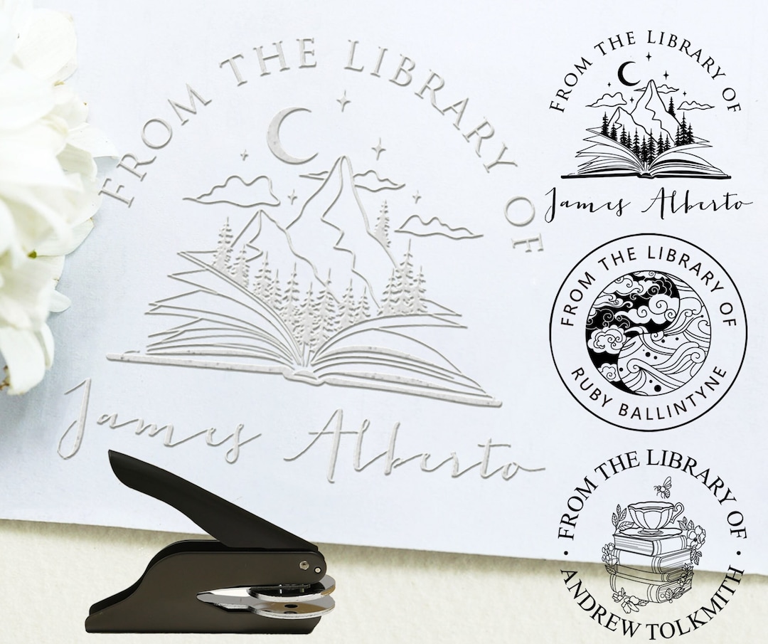 Personalized Book Embosser, Lovely Gift for Bookworm,custom Embosser Seal  Stamp,from the Library Embosser,wedding Custom Embosser, -  Canada