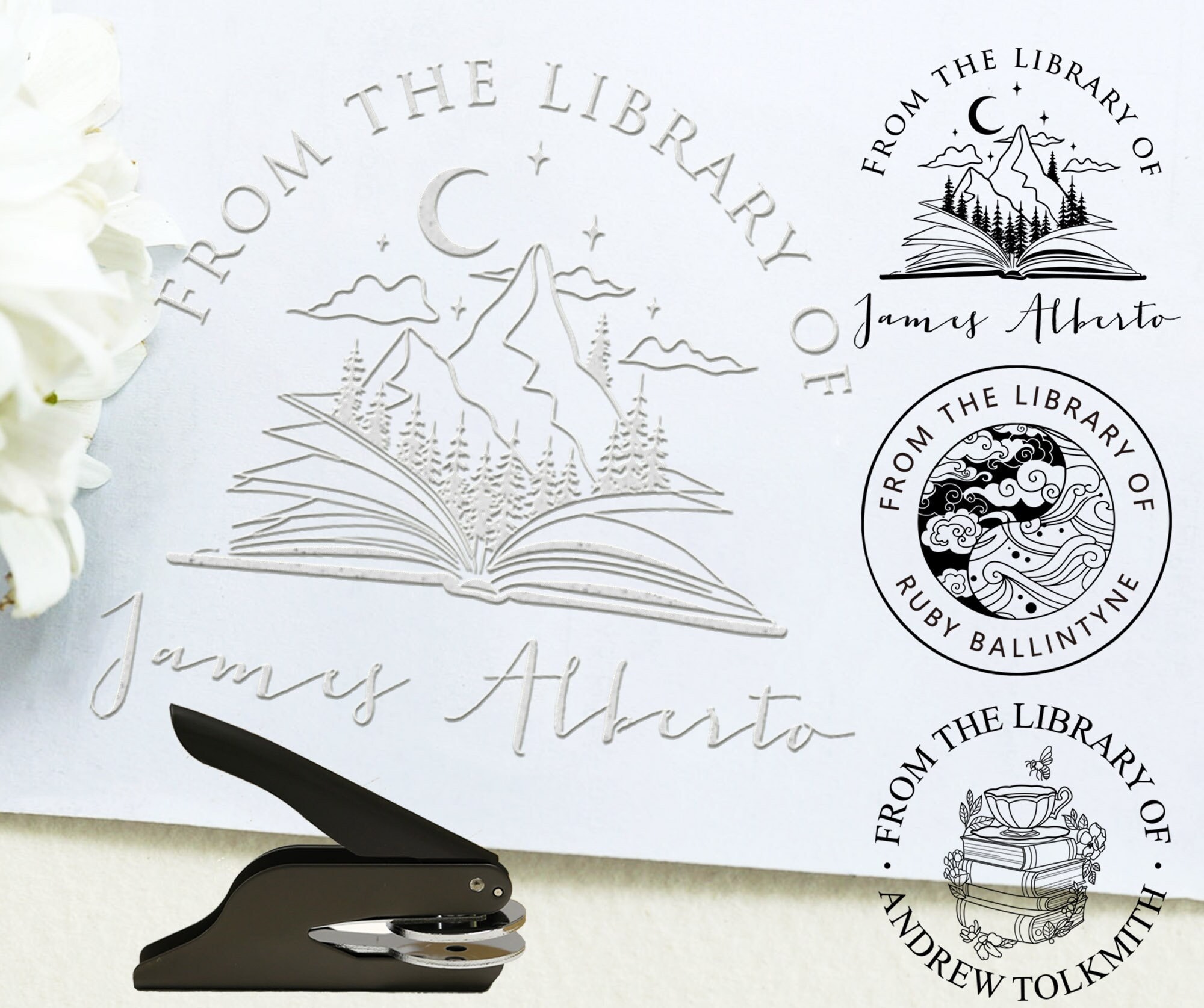 Custom Book Embosser Personalized Library Stamp/book Lover Etsy