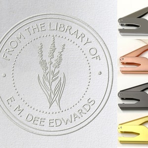 Personalized Book Embosser, Flora library stamp/book lover gift, Form the Library Embosser, Personalized embosser, hand held embosser