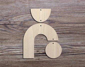 Geometric Statement Earrings Cut Outs, Wooden earrings,plain shape for scrapbooking, Crafting Wood Laser Cut Tags, Wood Craft Supplies