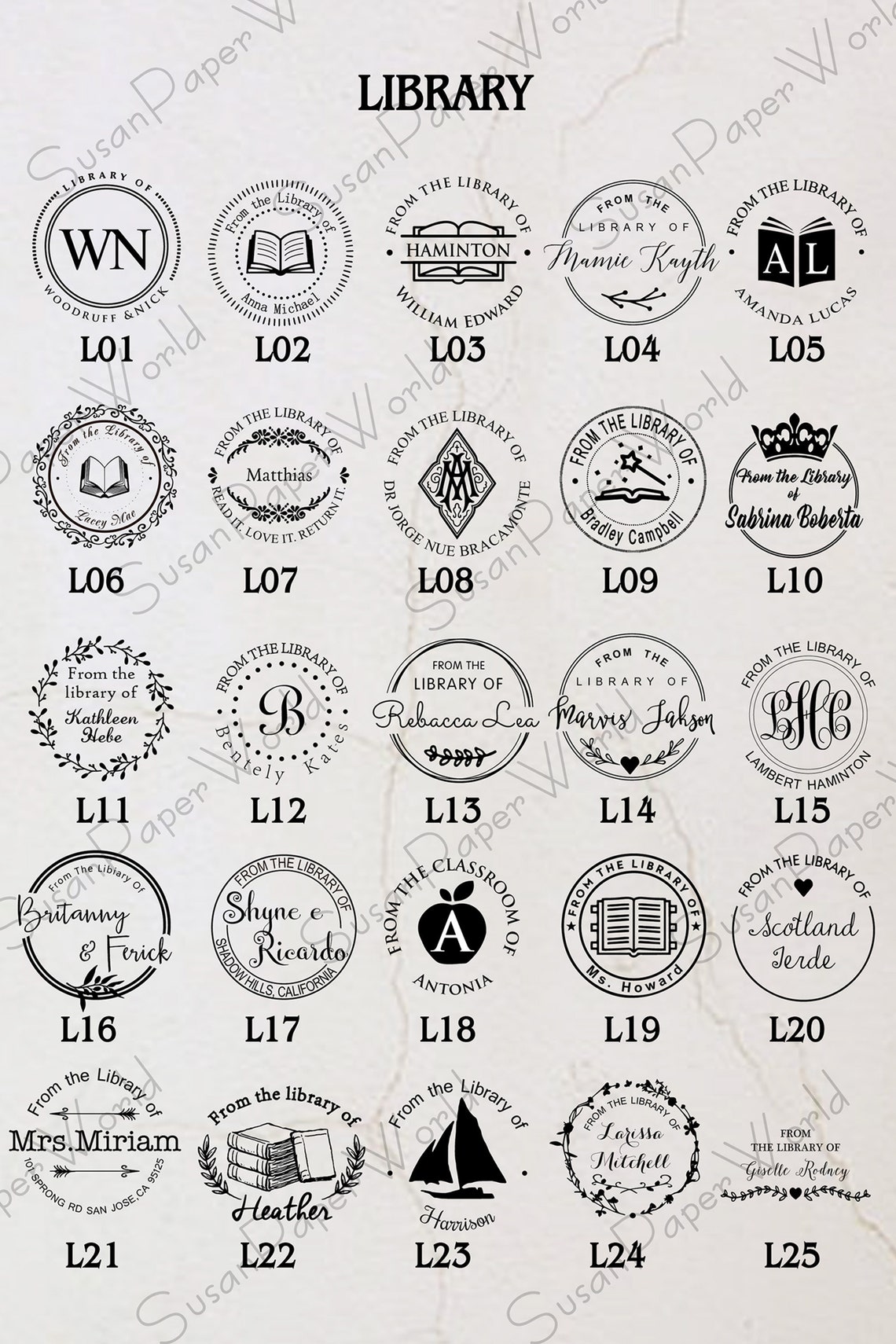 From the Library of Embosser Custom Embosser Stampbook Etsy