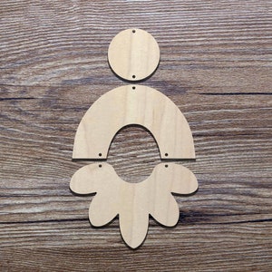 Orecchini ad arco con ritagli, orecchini rotondi in legno, forma semplice per scrapbooking, etichette in legno tagliate al laser fai da te, materiali per l'artigianato in legno