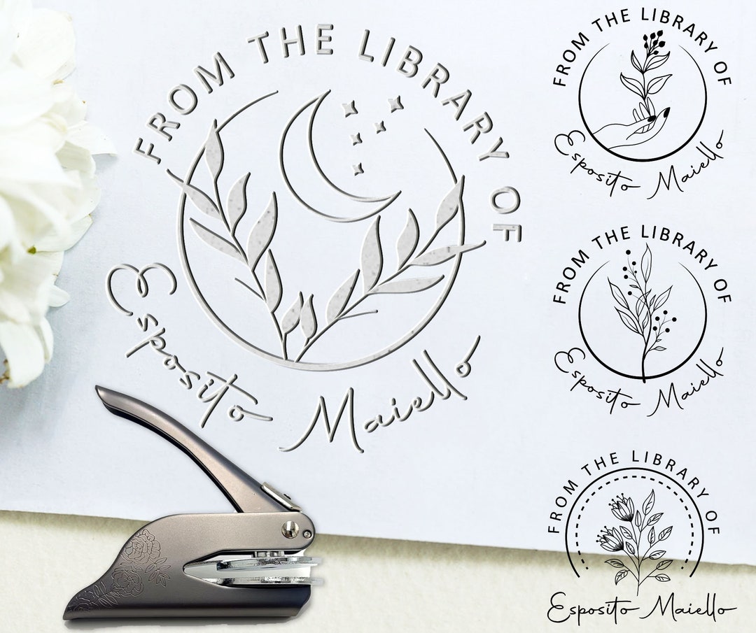 Custom Library Stamp, Moon Embosser,book Embosser,library Embosser
