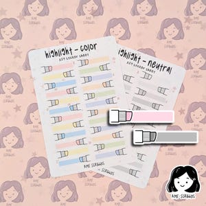 Highlight Mini Planner Stickers - Cute Colorful Functional Sticker Sheet for Journal, Hobonichi, BuJo