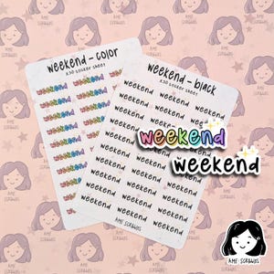 Weekend Mini Planner Stickers - Cute Colorful Functional Sticker Sheet for Journal, Hobonichi, BuJo