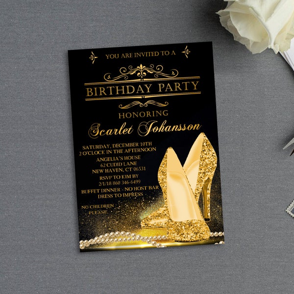 High Heel Shoe Birthday Party Invitation, Adult Birthday Party Invitation